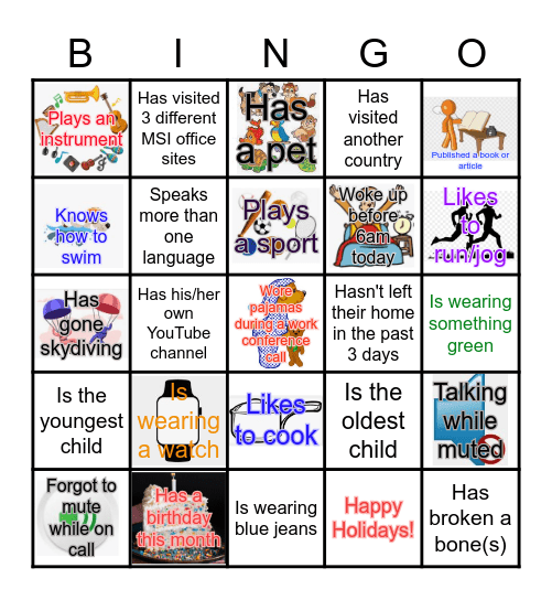 PSRC Team BINGO Card