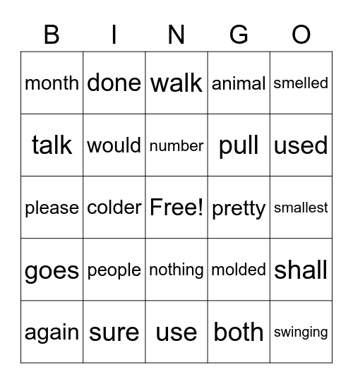 Fundations Bingo! Bingo Card