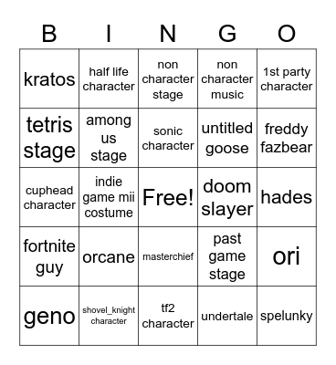 random smash dlc bingo Card