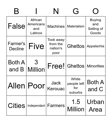 SPES Problems In a Time of Plenty Bingo Card
