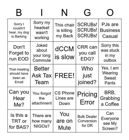 RK BINGO Card