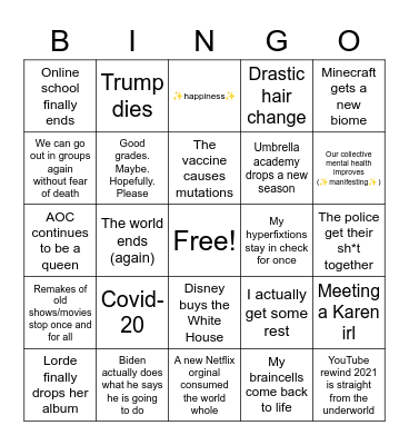 2021 BINGO Card