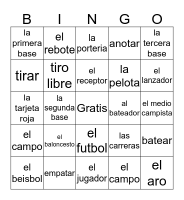 Los Deportes Bingo Card