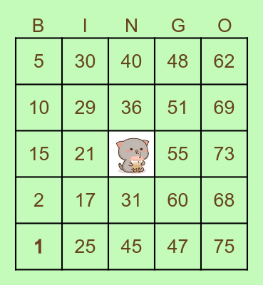 Bernales, Rebecca Katherine A. 10725 Bingo Card