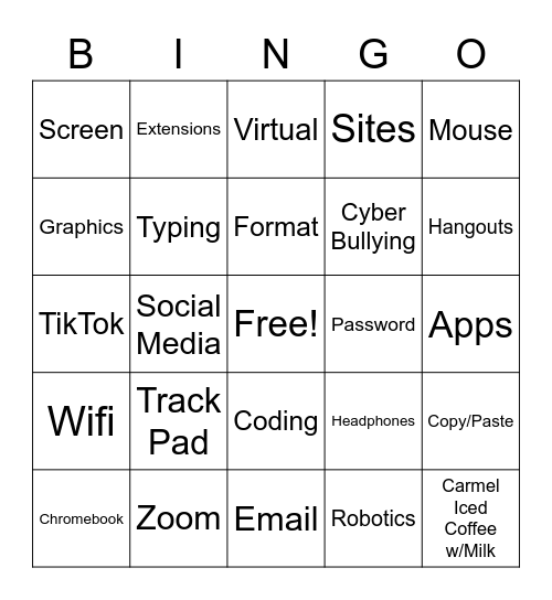 Technology Bingo Card