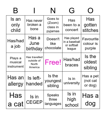 Youth Advisory Board Bingo! Bingo Card