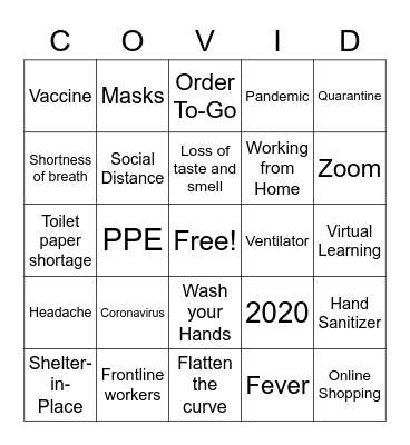 Coronavirus Bingo Card