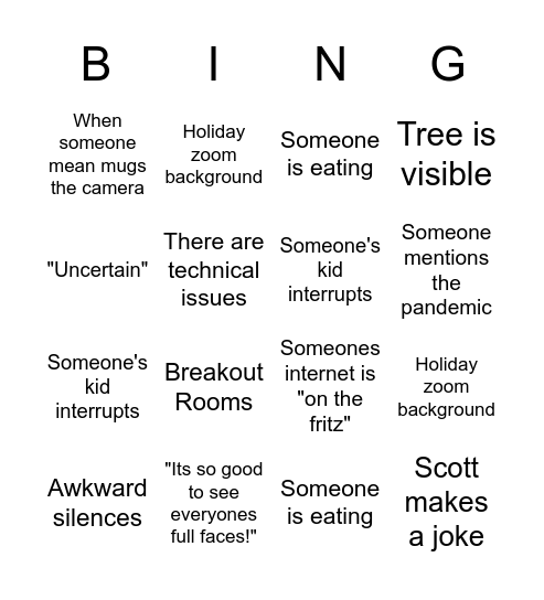 Bemis Bingo Card