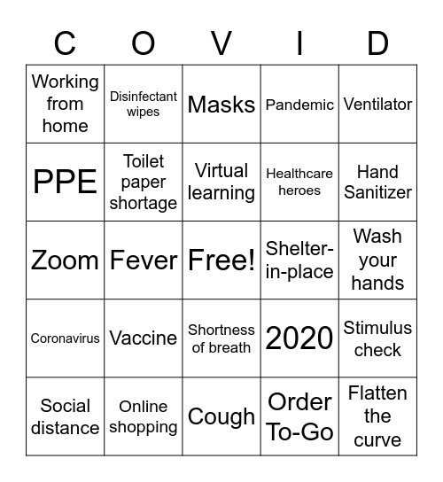 Coronavirus Bingo Card