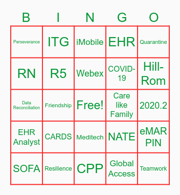 EHR Party Bingo Card
