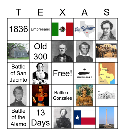 TEXAS REVOLUTION Bingo Card