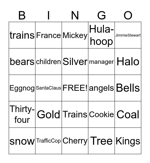 Christmas Light Bingo Card