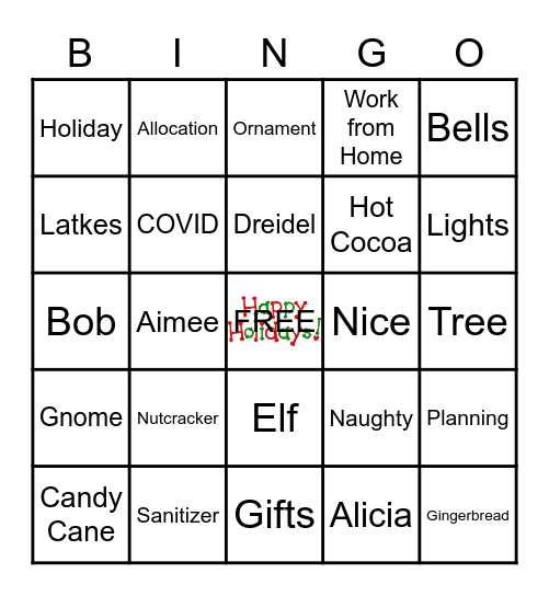 JCP P&A Holiday Bingo Card