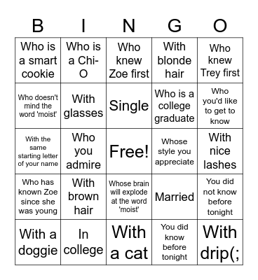 Find Someone... Bingo Card