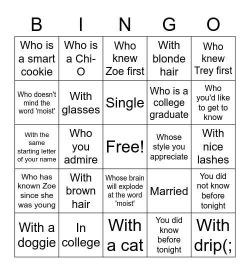 Find Someone... Bingo Card