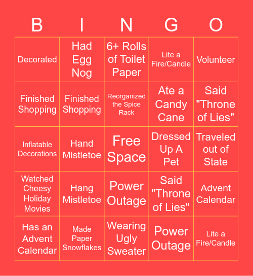 DET 3 HOLIDAY Bingo Card