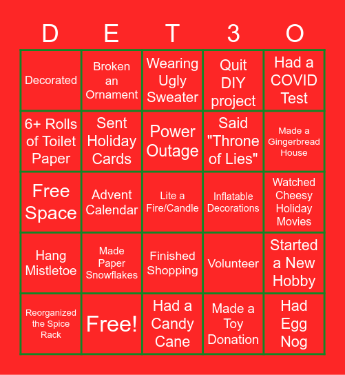 HOLIDAY BINGO Card