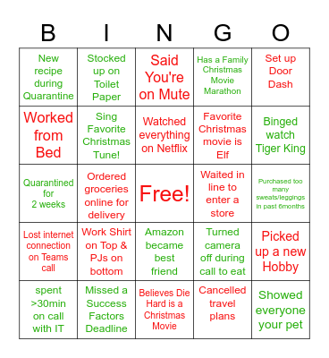 🎄 2020 Virtual Holiday 🎄 Bingo Card
