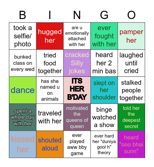 CHANCHAL'S BIRTHDAY!!! Bingo Card
