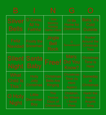 HOLIDAY TUNES Bingo Card