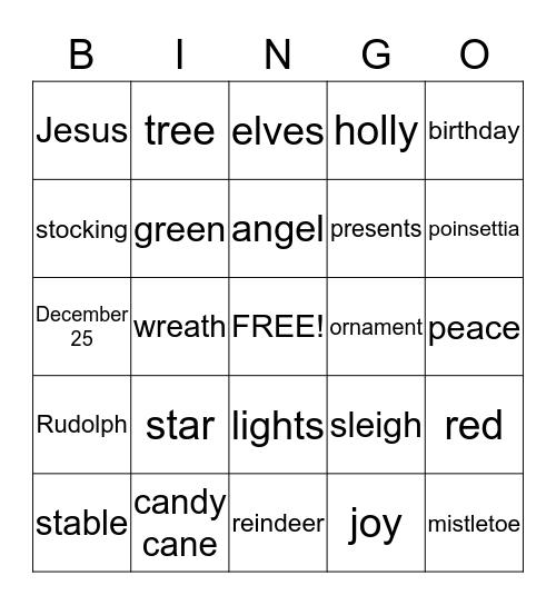 Christmas Bingo Card