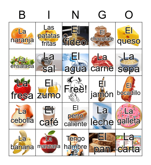 G3 - Comida en Español Bingo Card