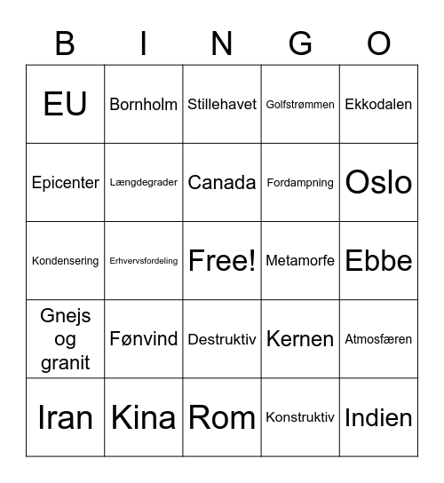 Jule-geo-bingo Card