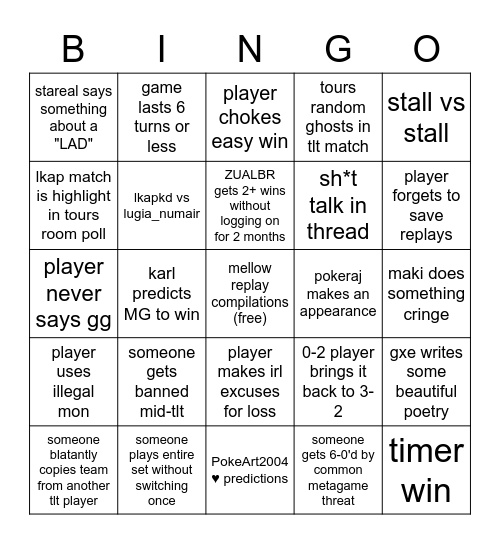 TLT IV Bingo Carrd Bingo Card