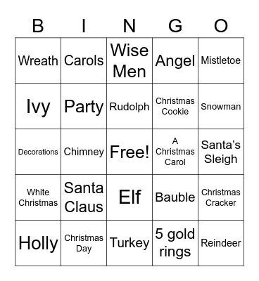 Christmas Bingo Card