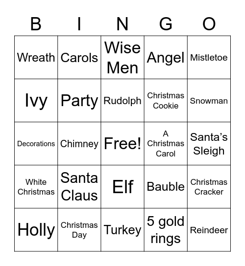 Christmas Bingo Card