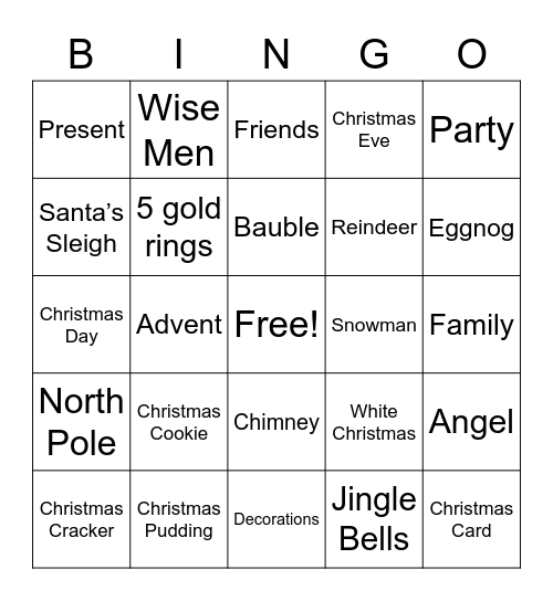 Christmas Bingo Card