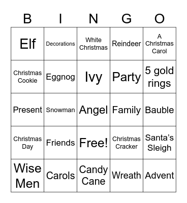 Christmas Bingo Card