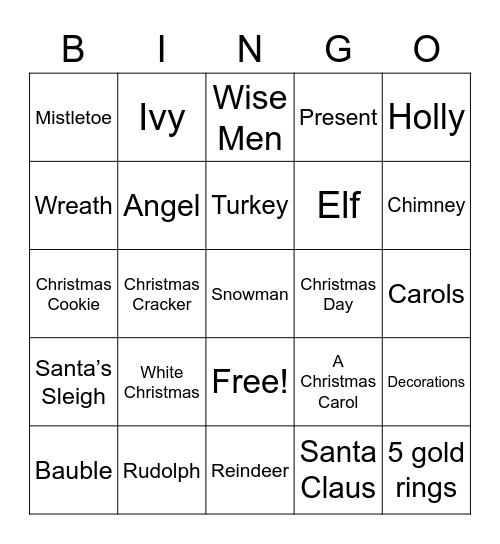 Christmas Bingo Card