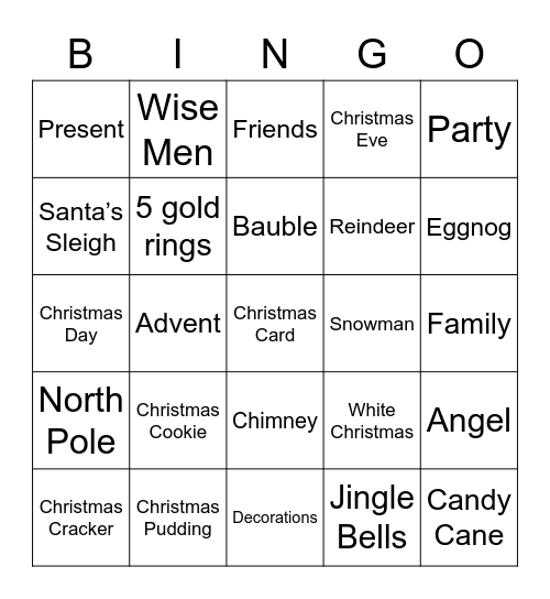 Christmas Bingo Card