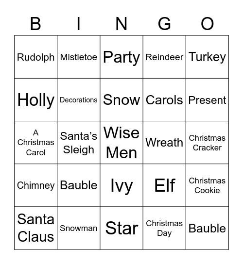 Christmas Bingo Card