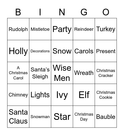 Christmas Bingo Card