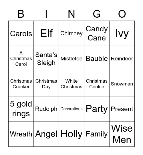 Christmas Bingo Card