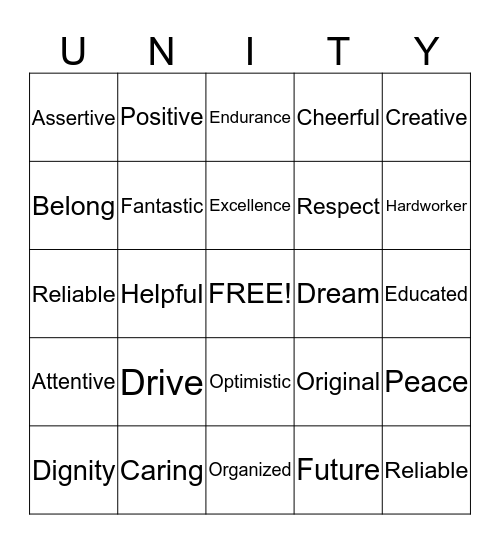 Teamwork Bingo Card