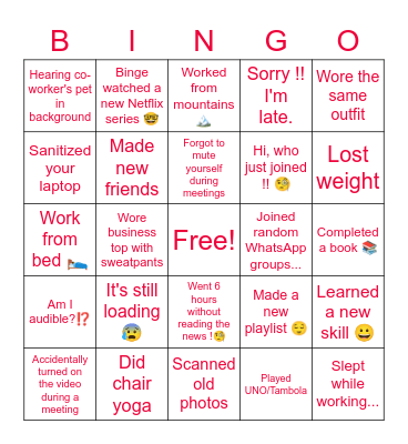 WFH BINGO Card