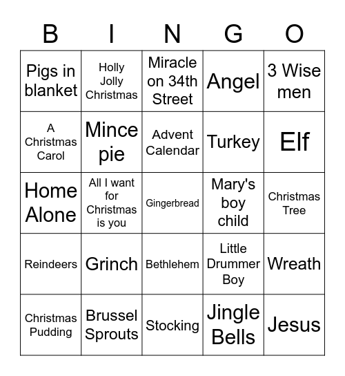 Christmas Bingo Card