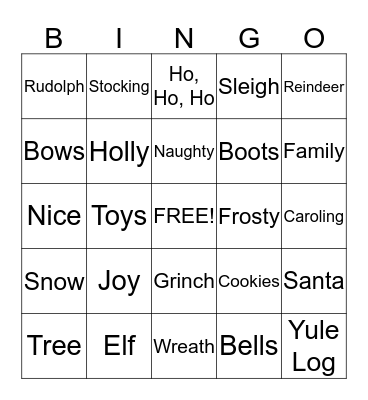 Holiday Bingo Card