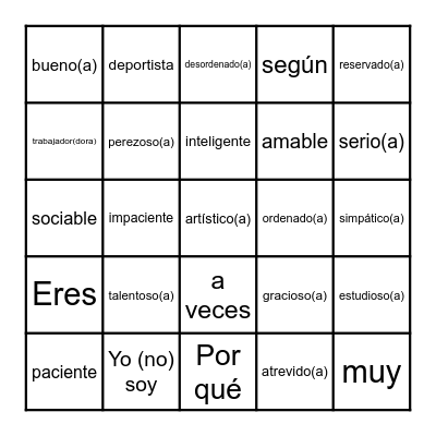 ¿CÓMO ERES TÚ? Bingo Card