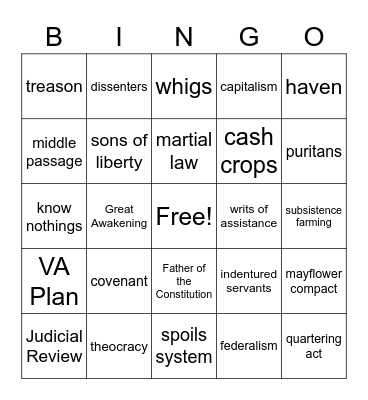 vocab Bingo Card