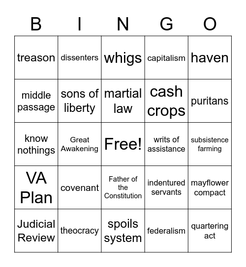 vocab Bingo Card