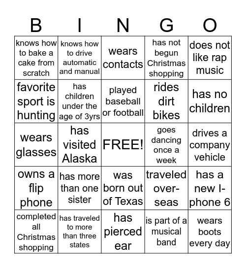 Wisenbaker Christmas Party Bingo Card