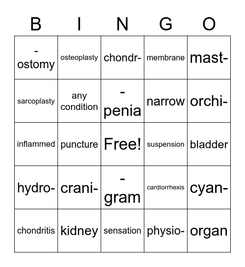Med Term Mid Term Bingo Card