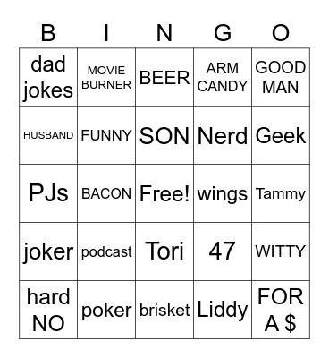 Rich's Birthday Bingo Card