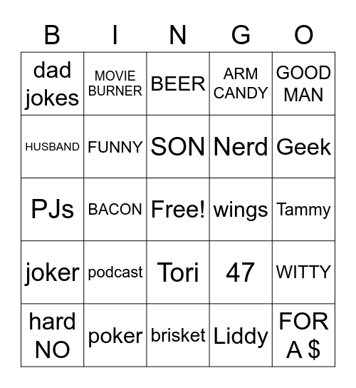 Rich's Birthday Bingo Card