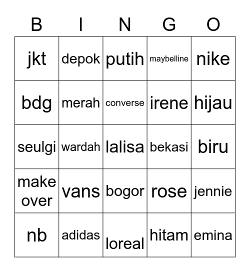 Reghina Bingo Card