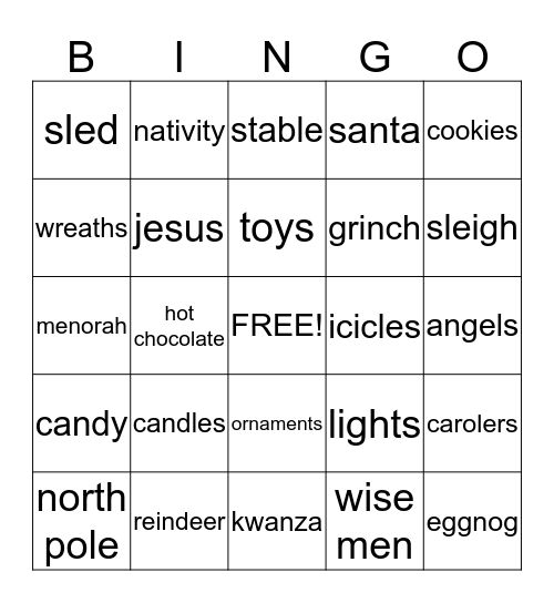 Christmas Bingo Card